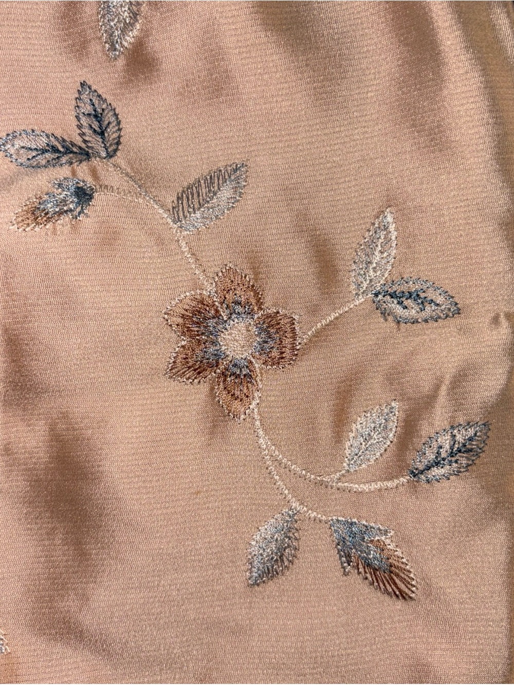 Talbots Silk Embroidered Trouser Pants Sz 22W Champagne Gold Blue Flowers Spring - Picture 12 of 13